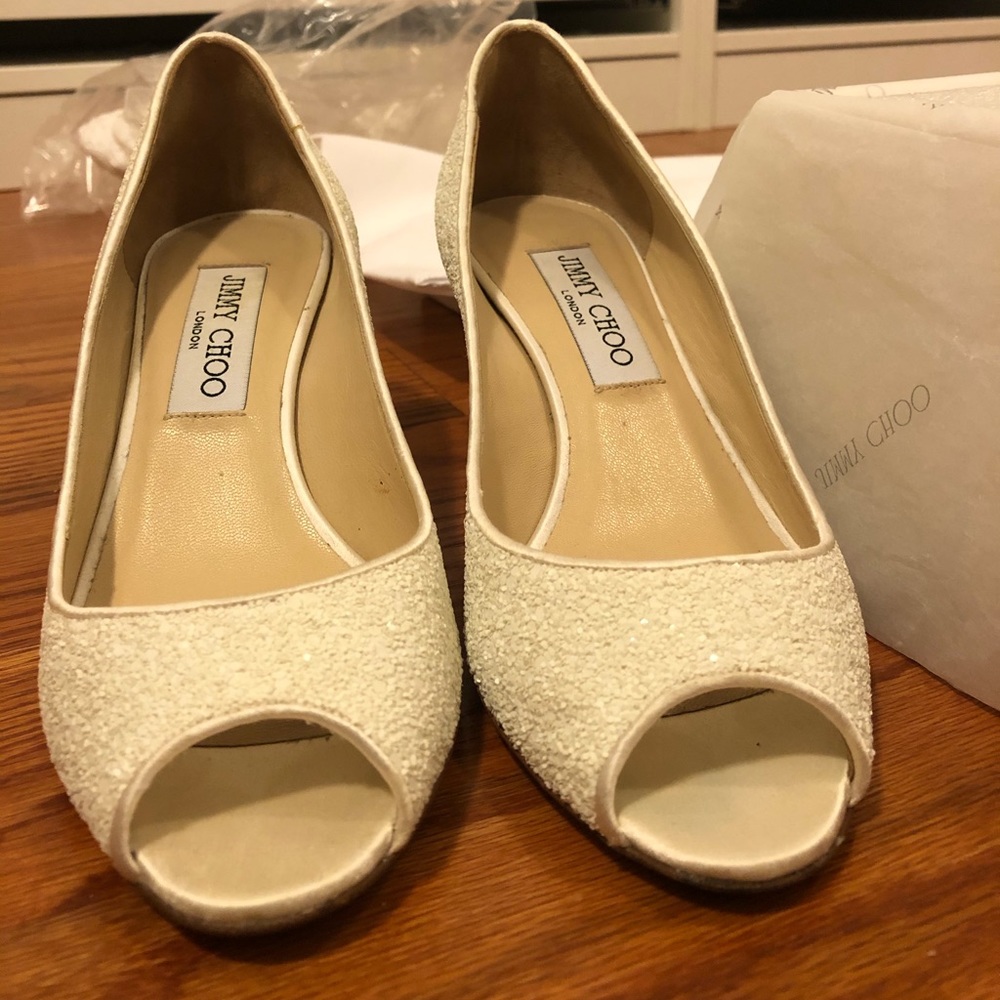 Jimmy choo Isabel Coarse Glitter white heals